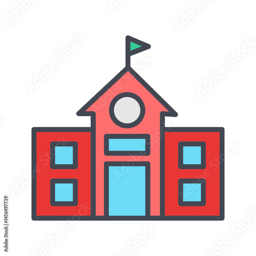 School Building Vector Icon