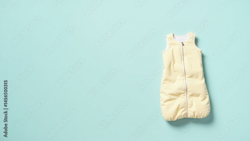 Weighted Sleep Sack. Babys gentle slumber. Isolated background, copyspace.. Baby peacefully sleeps in weighted sleep sack suspended from blue wall, full comfort found. Weighted Sleep Sack. Babys gentle slumber. Isolated background, copyspace.. Baby peacefully sleeps in weighted sleep sack suspended from blue wall, full comfort found.