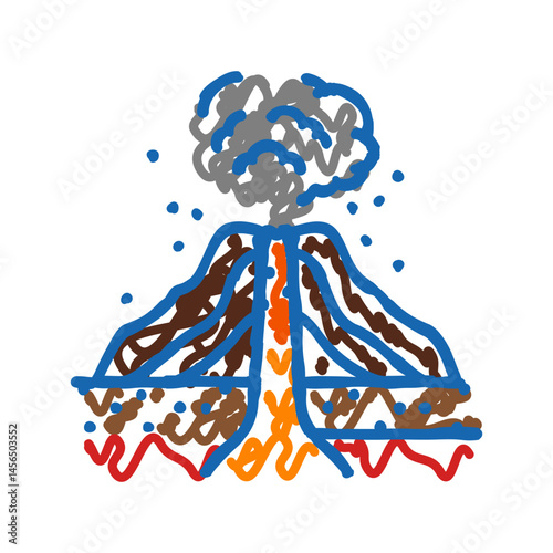 explosive eruption lava icon doodle illustration