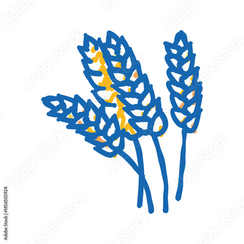 wheat ears harvest yellow icon doodle illustration