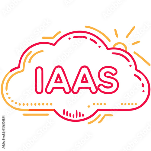 Colorful Vector IAAS Cloud Icon on Transparent Background