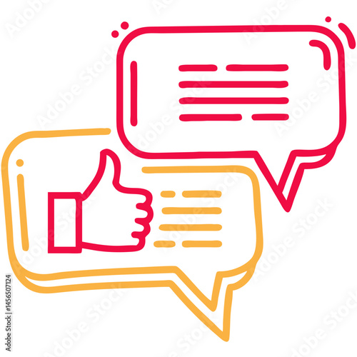 Vector Speech Bubbles with Thumbs Up Icon on Transparent Background