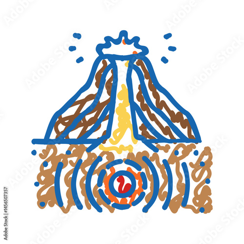 volcanic earthquake disaster icon doodle illustration