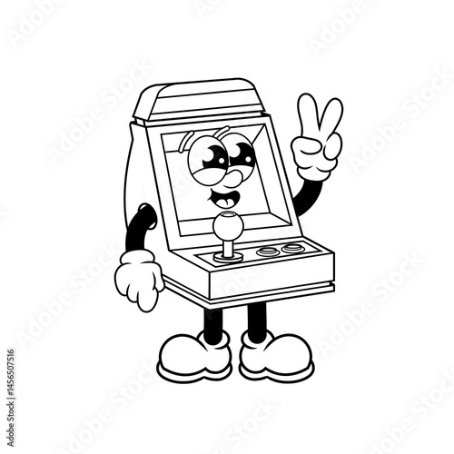 Retro character design from cute game console outline