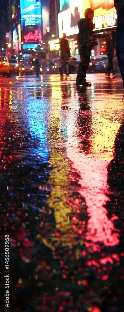 Obraz premium Rainy Night City Reflections