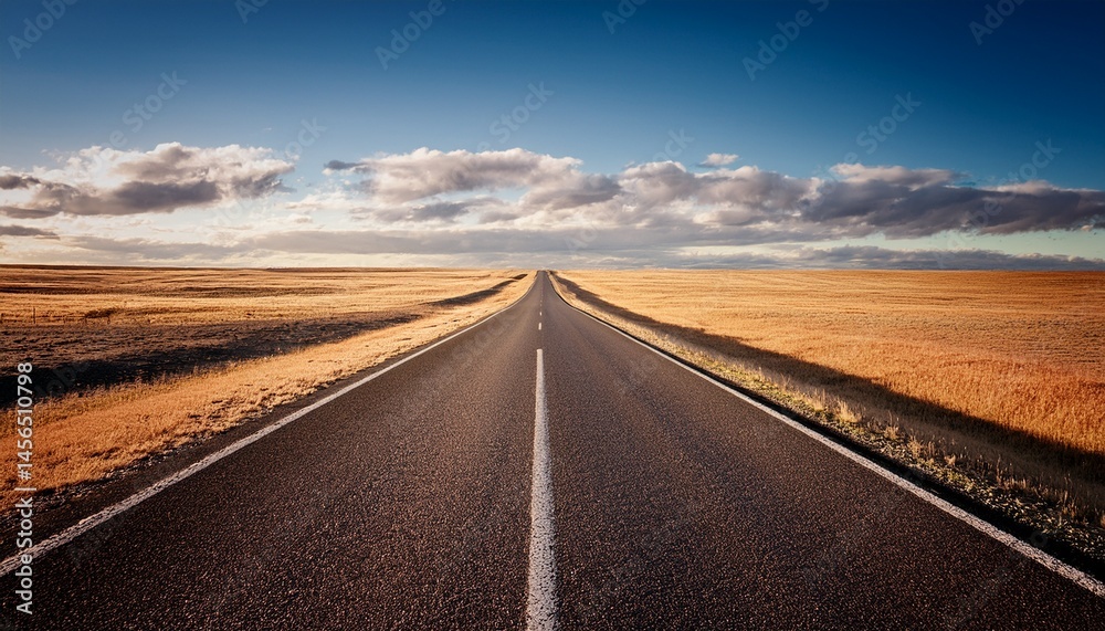 Naklejka premium an asflatted road leading to the horizon into the distance