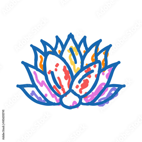 lotus flower yoga relax icon doodle illustration
