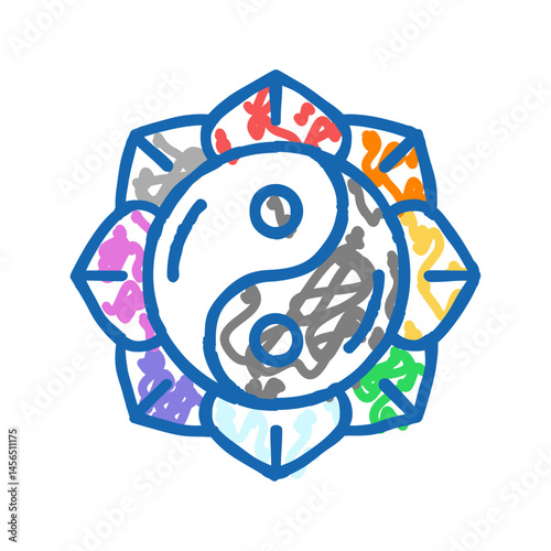 harmony yoga relax icon doodle illustration