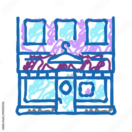 dry cleaner shop icon doodle illustration