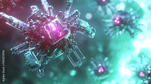 Nanorobot linking with virus RNA strands in bright plasma interface 