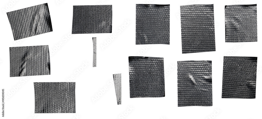 Fototapeta premium Black Duct Tape Strips Set Illustration for Repair, Craft, and Design Use