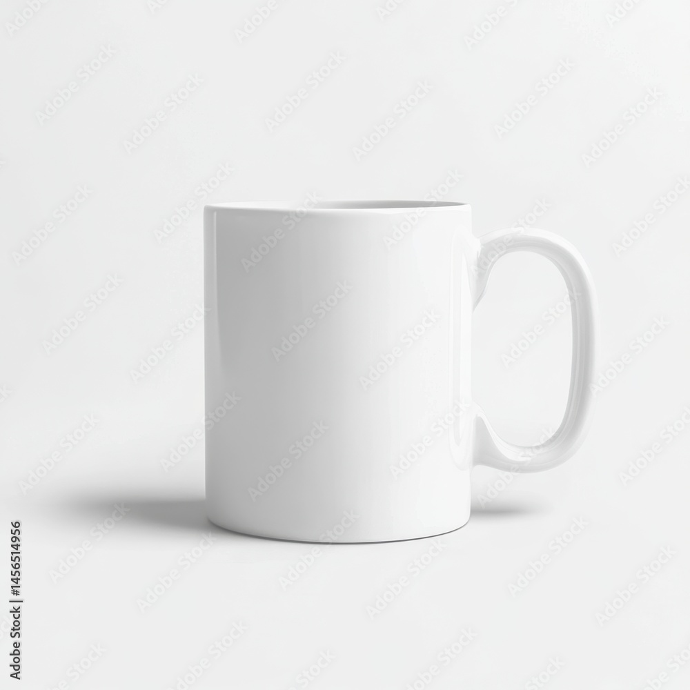 Obraz premium A matte ceramic coffee mug centered on a white seamless background with soft shadows, perfect for overlaying logo or design.