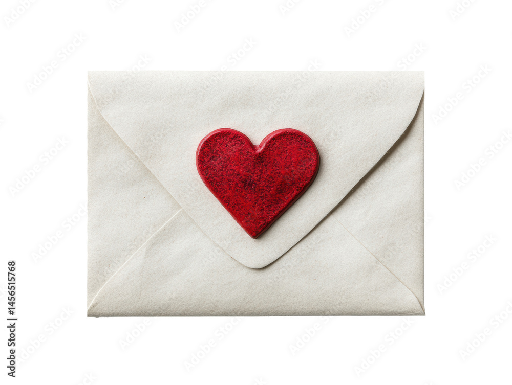 Heart seal on an envelope for a romantic letter or invitation, cut out Heart seal on an envelope for a romantic letter or invitation, cut out