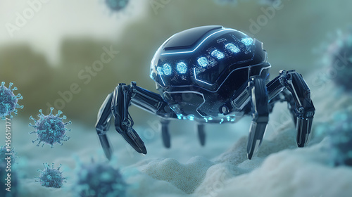 Nanorobot assimilating viral shell in staged integration 