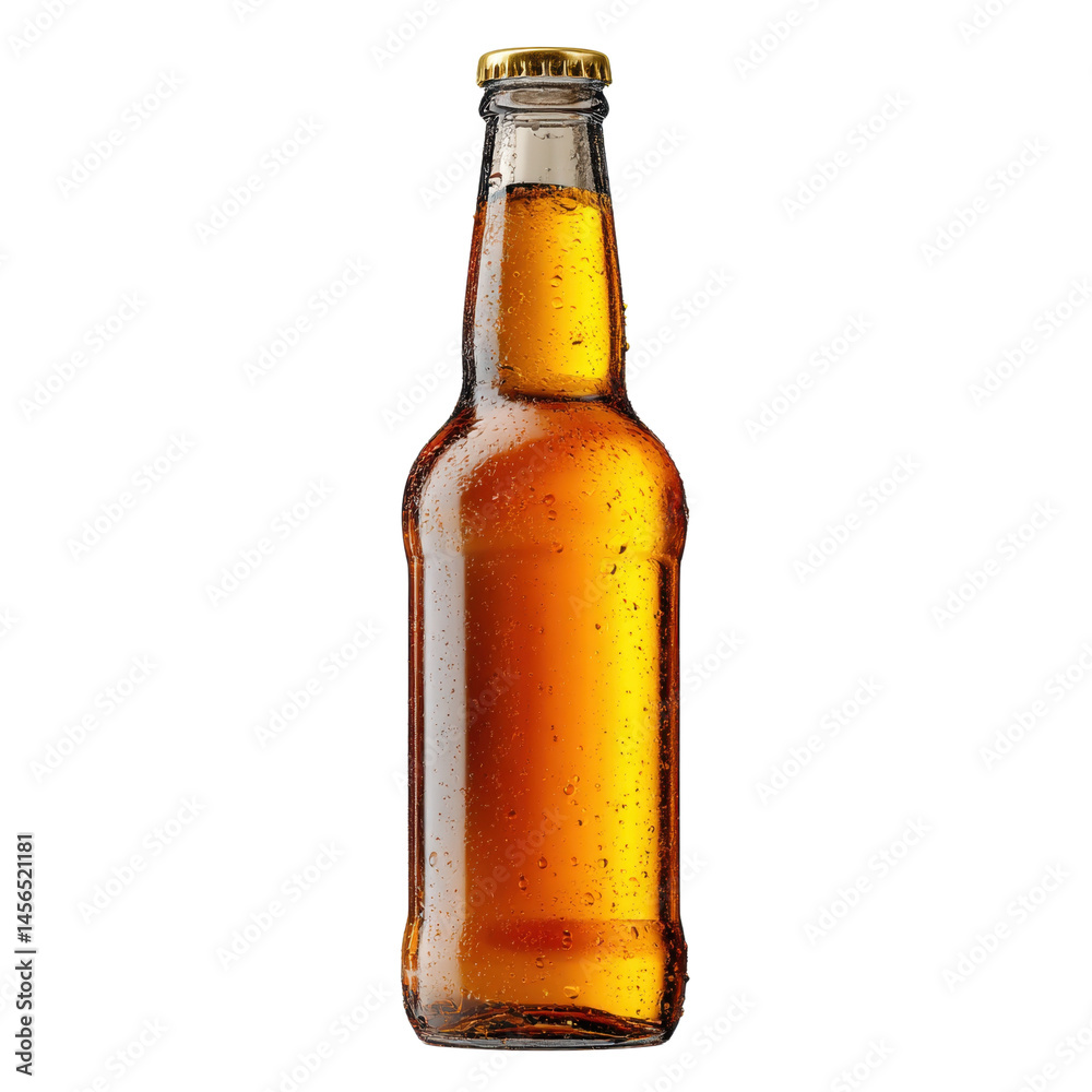 Refreshing Amber Beverage in Glass Bottle on a white background. Refreshing Amber Beverage in Glass Bottle on a white background.