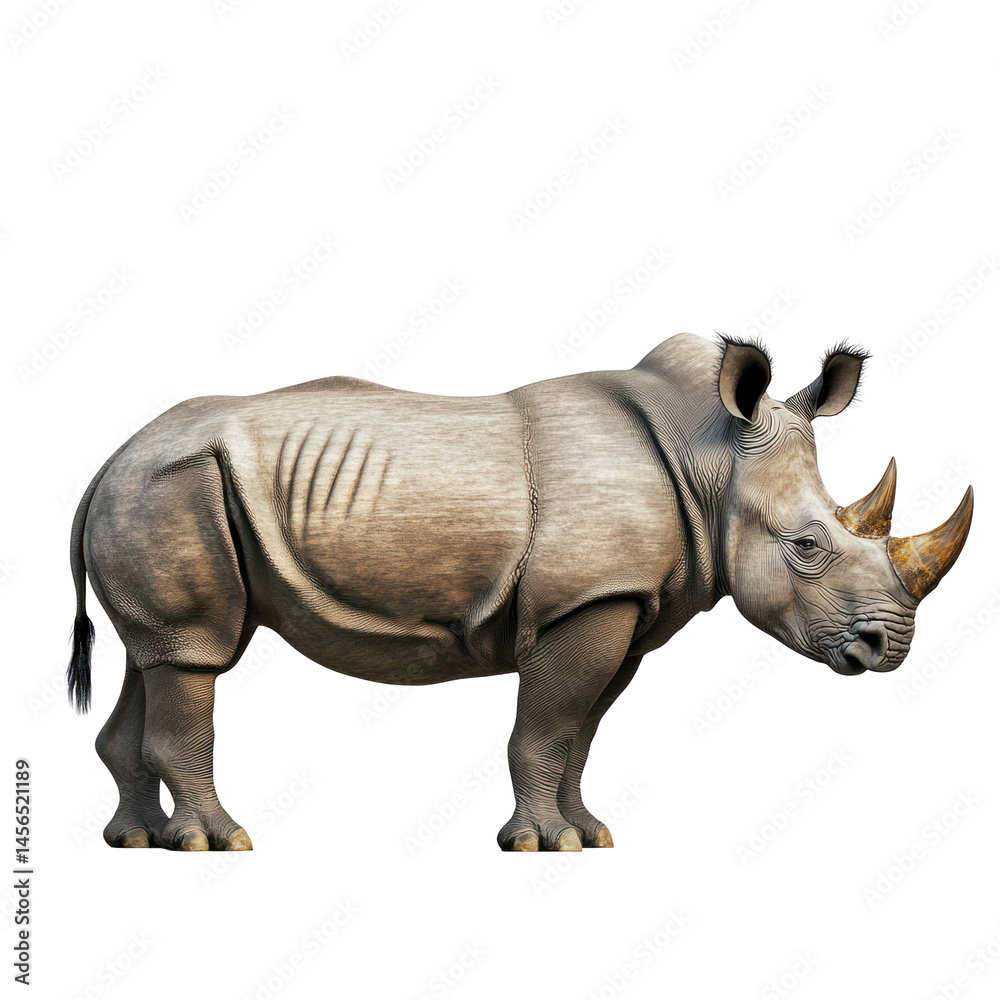 Fototapeta premium Black Rhinoceros isolated on white or transparent background 