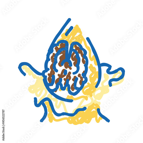 walnut oil liquid yellow icon doodle illustration