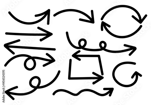 Hoja de iconos de flechas negras de trazo de pincel