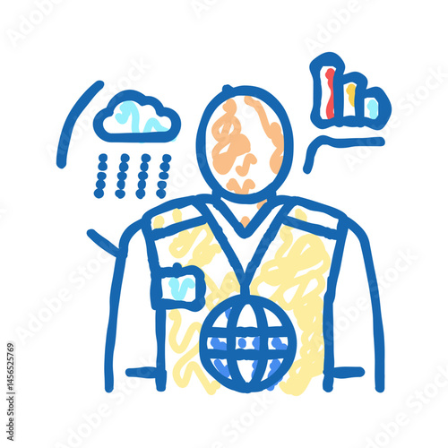 meteorologists worker icon doodle illustration