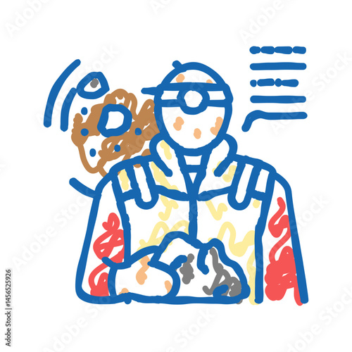geoscientist worker icon doodle illustration