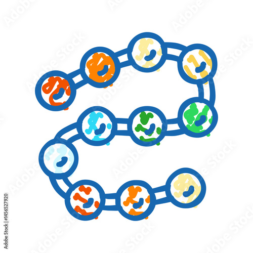 protein synthesis biochemistry icon doodle illustration