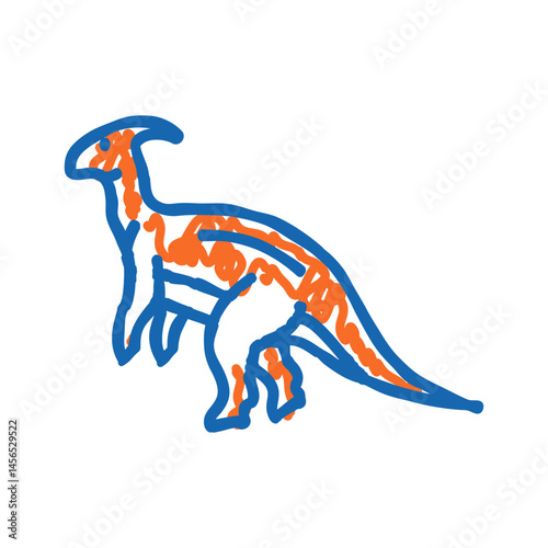parasaurolophus dinosaur animal icon doodle illustration