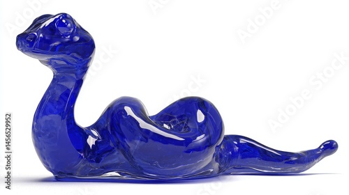A glass snake and blue abstract form merge in a surreal 3D illustration that creates an illusory effect