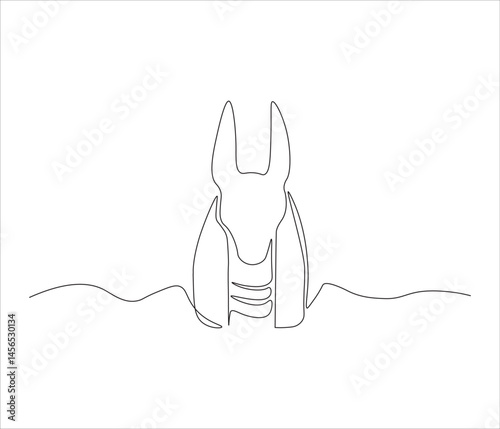 One continuous line drawing of anubis god. single line illustration of egypt mythological creatures concept. editable stroke