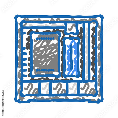 computer case gaming pc icon doodle illustration