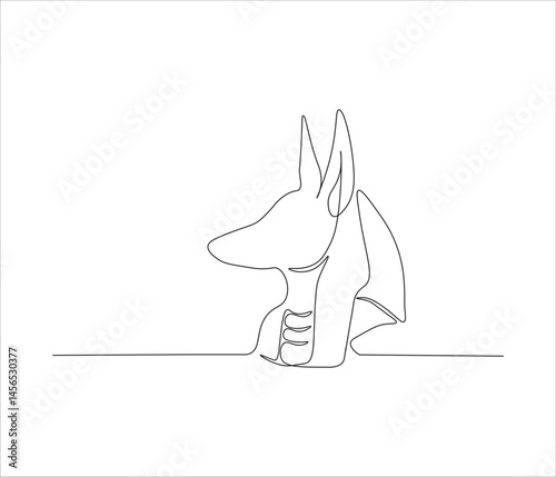 One continuous line drawing of anubis god. single line illustration of egypt mythological creatures concept. editable stroke