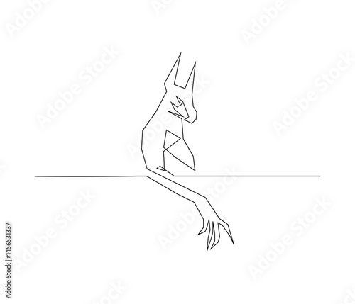 One continuous line drawing of anubis god. single line illustration of egypt mythological creatures concept. editable stroke