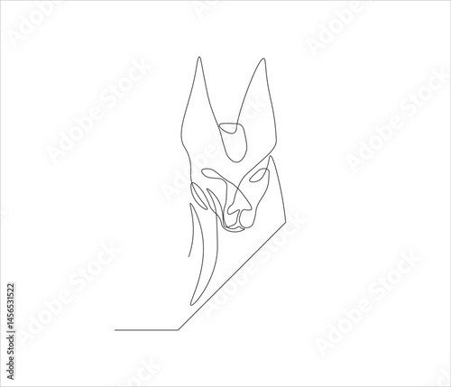 One continuous line drawing of anubis god. single line illustration of egypt mythological creatures concept. editable stroke