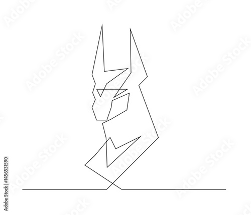 One continuous line drawing of anubis god. single line illustration of egypt mythological creatures concept. editable stroke