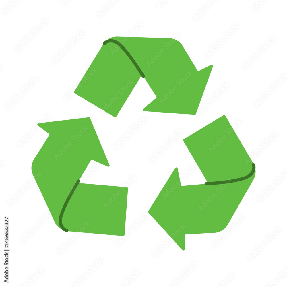 A green recycling symbol with arrows pointing in different directions. The symbol represents the idea of recycling and the importance of reducing waste A green recycling symbol with arrows pointing in different directions. The symbol represents the idea of recycling and the importance of reducing waste