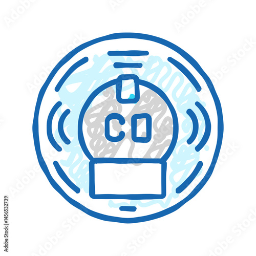 smart carbon monoxide detector home icon doodle illustration