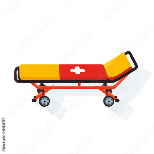 A Simple flat 2D icon emergency stretcher isolated on a transparent background, vector, flat design, animation design, simple flat 2D icon, minimalist design