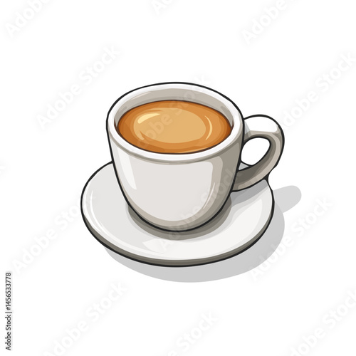 A Simple flat 2D icon espresso cup isolated on a transparent background, vector, flat design, animation design, simple flat 2D icon, minimalist design