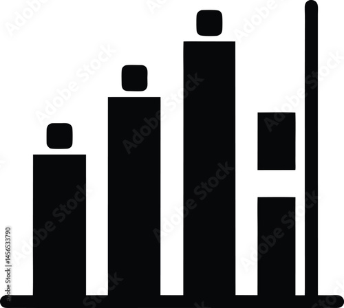 bar chart black silhouette on white background