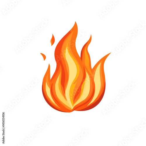 A Simple flat 2D icon of fire flame isolated on a transparent background, vector, flat design, animation design, simple flat 2D icon, minimalist design