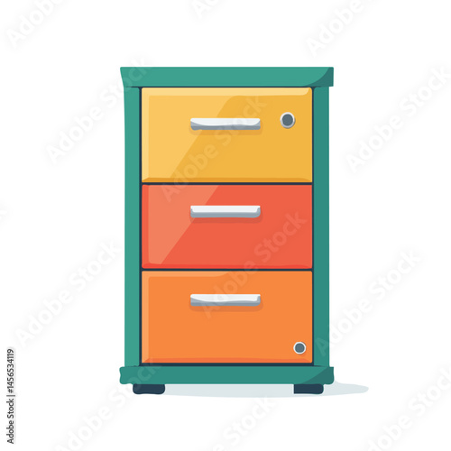 A Simple flat 2D icon of filing cabinet isolated on a transparent background, vector, flat design, animation design, simple flat 2D icon, minimalist design