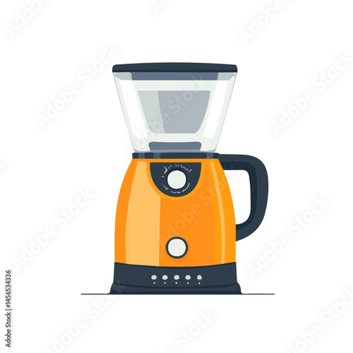 A Simple flat 2D icon of a food processor isolated on a transparent background, vector, flat design, animation design, simple flat 2D icon, minimalist design