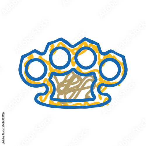 brass knuckles weapon military icon doodle illustration