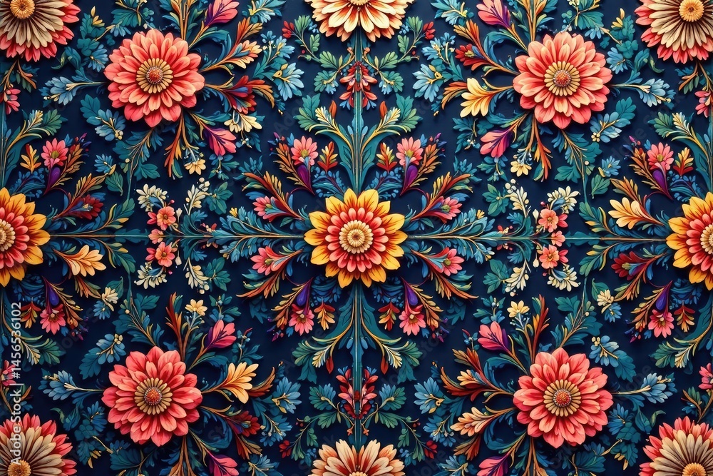 Intricate floral textile design, repeating seamlessly , repeat, floral, seamless pattern Intricate floral textile design, repeating seamlessly , repeat, floral, seamless pattern