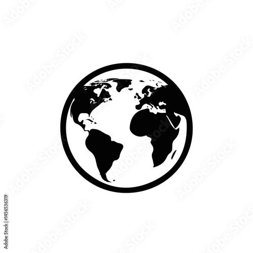My Simple flat 2D icon of a globe earth isolated on a transparent background, vector, flat design, animation design, simple flat 2D icon, minimalist design