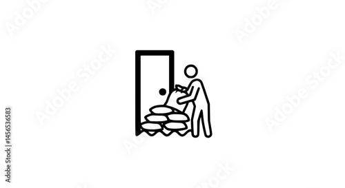 Person blocking door black and white icon