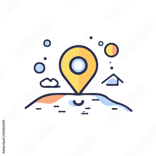 My Simple flat 2D icon of a GPS location pin isolated on a transparent background, vector, flat design, animation design, simple flat 2D icon, minimalist design