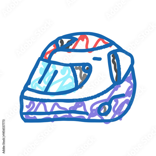 sport helmet vehicle auto icon doodle illustration