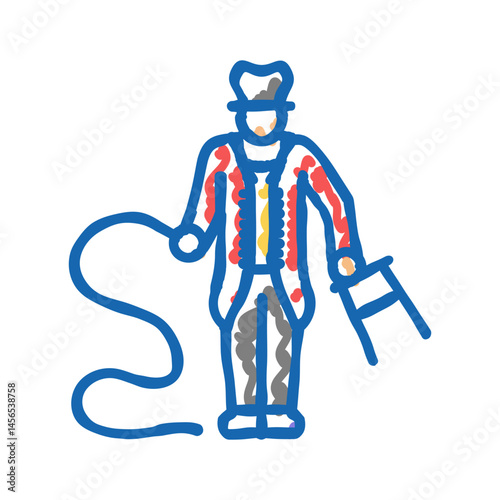 lion tamer carnival vintage show icon doodle illustration