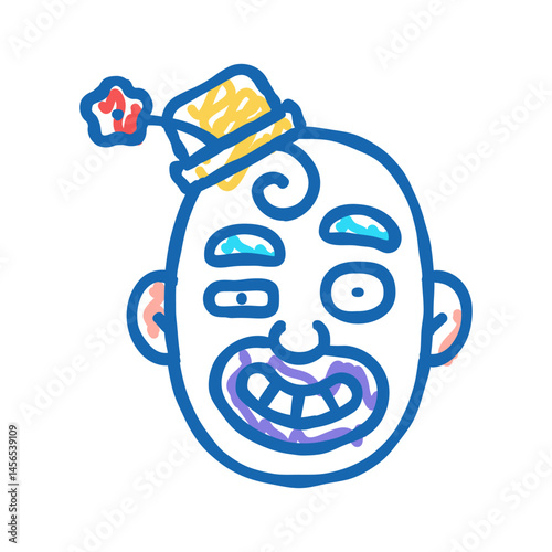 clown head show icon doodle illustration