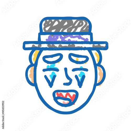 clown carnival vintage icon doodle illustration